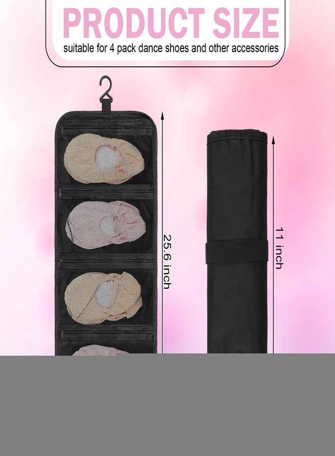 Vincreem Dance Shoe Organizer Hanging 4 Mesh Pockets Portable Shoe Bag Travel Foldable Dance Hanging Organizer for Ballet Competition Accessories, Unisex-adult - Image 2